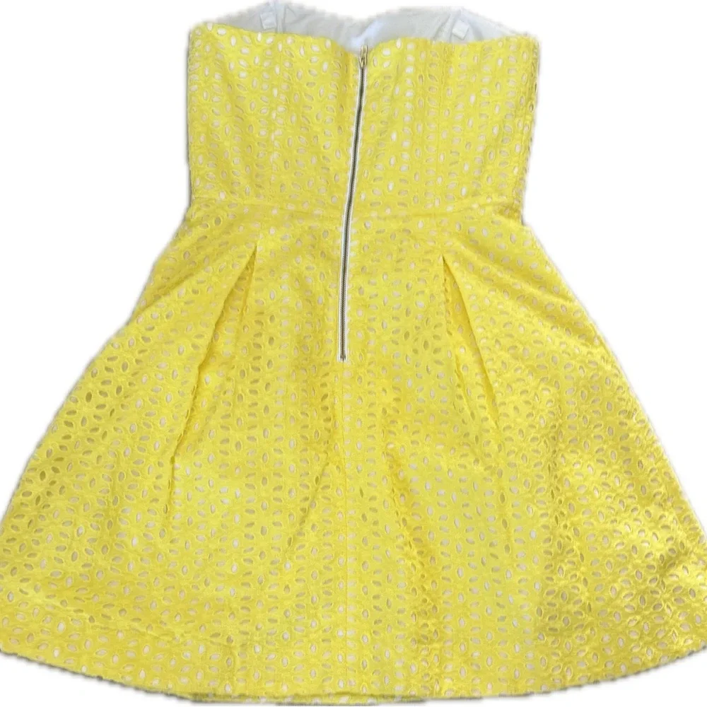 Lilly Pulitzer pineapple Yellow Strapless Lace eyelet‎ Dress size 4 - Picture 4 of 6